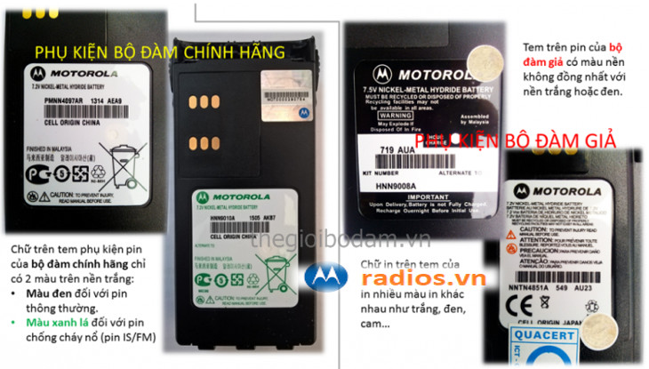 Hướng dẫn phân biệt máy bộ đàm Motorola chính hãng với hãng giả qua tem nhãn trên phụ kiện và quét mã QR CODE